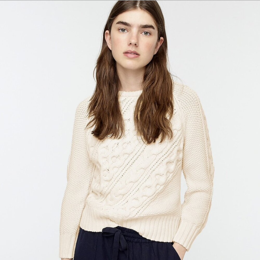 J Crew Diagonal Cable Sweater, size S